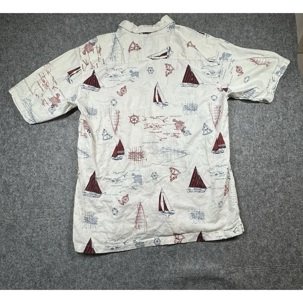 Oneill Jack Oneill Collection Shirt Mens XL White Sailboat Print Linen Button Up